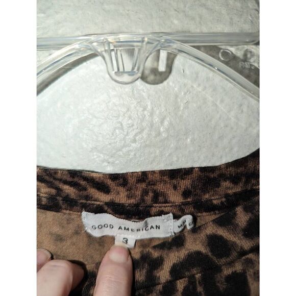 Good American Leopard Print Crew Neck Strong Extended Shoulder Tank Size 3 (Lg) - Picture 11 of 11